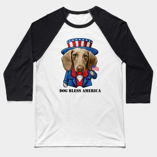 Dachshund Dog Bless America Baseball T-Shirt